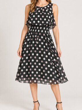 Robert Louis Polka Dot Cutout Midi Dress Size S NWT